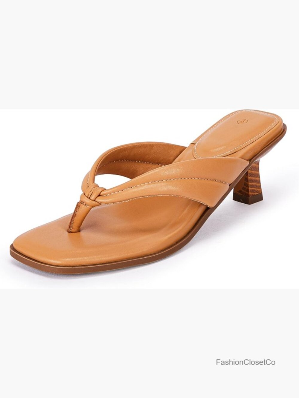 Kitten Heel Thong Sandals Square Open Toe Slip On Mules